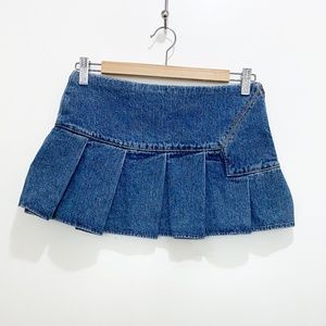 Talula 100% Cotton Blue Jean Pleated Skirt Extra Mini 0